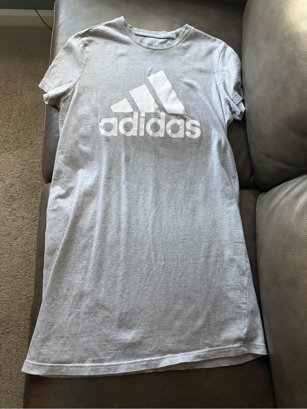 adidas Light Gray Short Sleeve tshirt Tee dress with White Logo